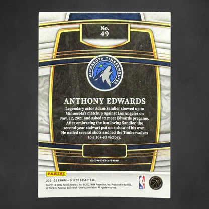 Anthony Edwards 2021 Panini Select #49 Blue Prizm Concourse Level - Timberwolves