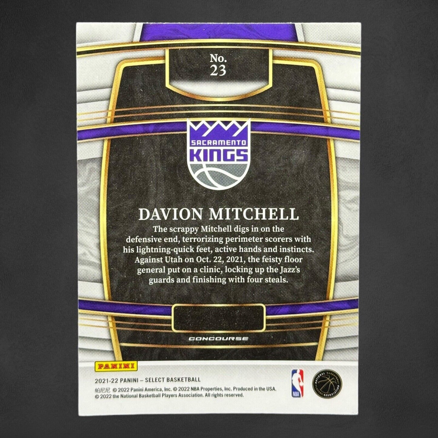 Davion Mitchell 2021-22 Panini Select #23 Concourse Rookie Kings