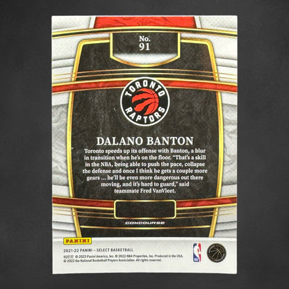 Dalano Banton RC 2021-22 Panini Select Retail Concourse Base #91 Toronto Raptors