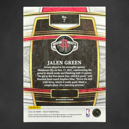 Jalen Green 2021-22 Panini Select #7 Concourse Rookie Rockets