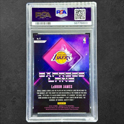 2018-19 Panini Donruss #4 LeBron James Optic Express Lane Holo Prizm PSA 9