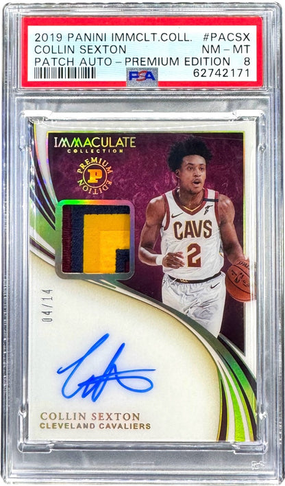 2019 Immaculate Premium Edition Collin Sexton RPA /14 PSA 8 – Multicolor Patch