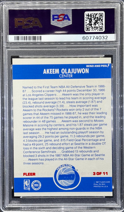 Akeem Olajuwon 1987 Fleer Sticker #3 PSA 7
