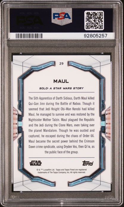 2022 Topps Finest Star Wars Darth Maul Blue Refractor /150 #29 PSA 10